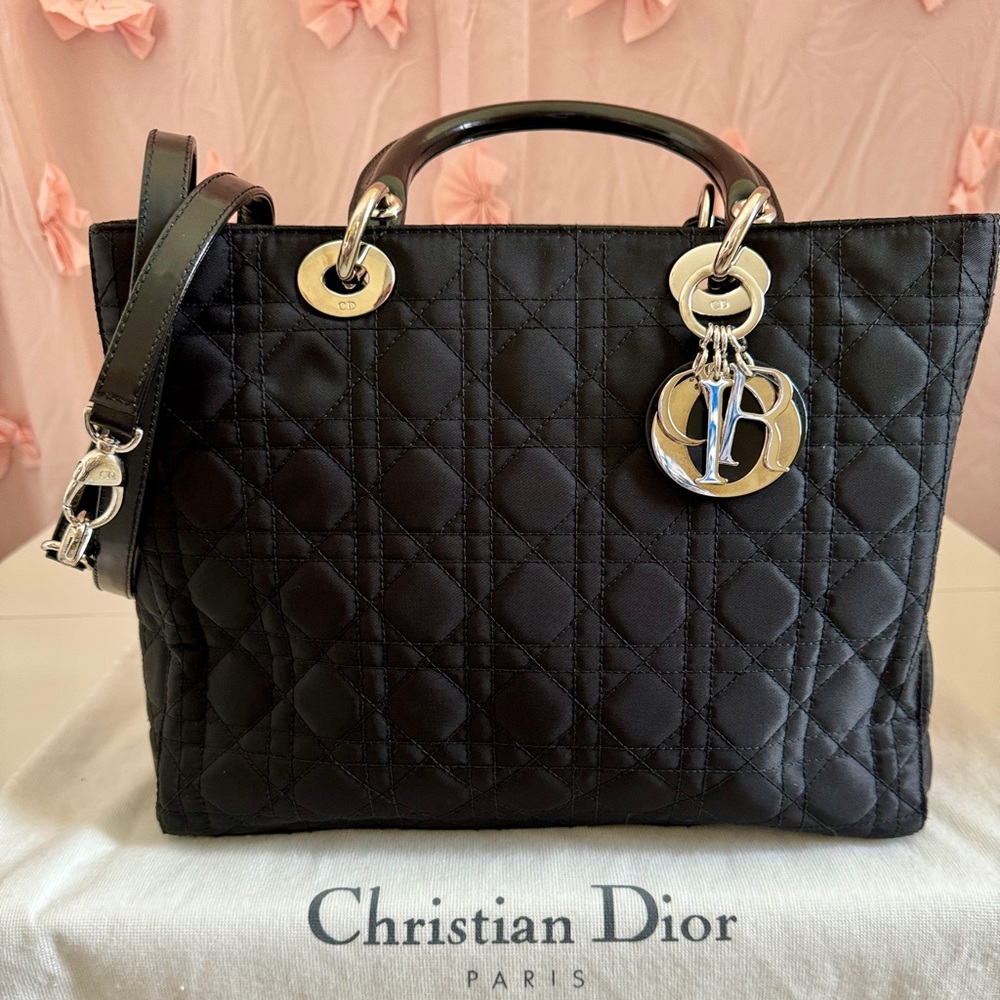 Brand new 2 Way Cannage Lady Dior Nylon Handbag. Comes with strap.